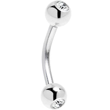 Solid 14k White GOLD Cubic Zirconia Eyebrow Ring 16G 5/16