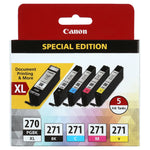 New, Pre-Owned - Canon PG-270XL Black and CLI-271 Black and color Ink Cartridges-5pack