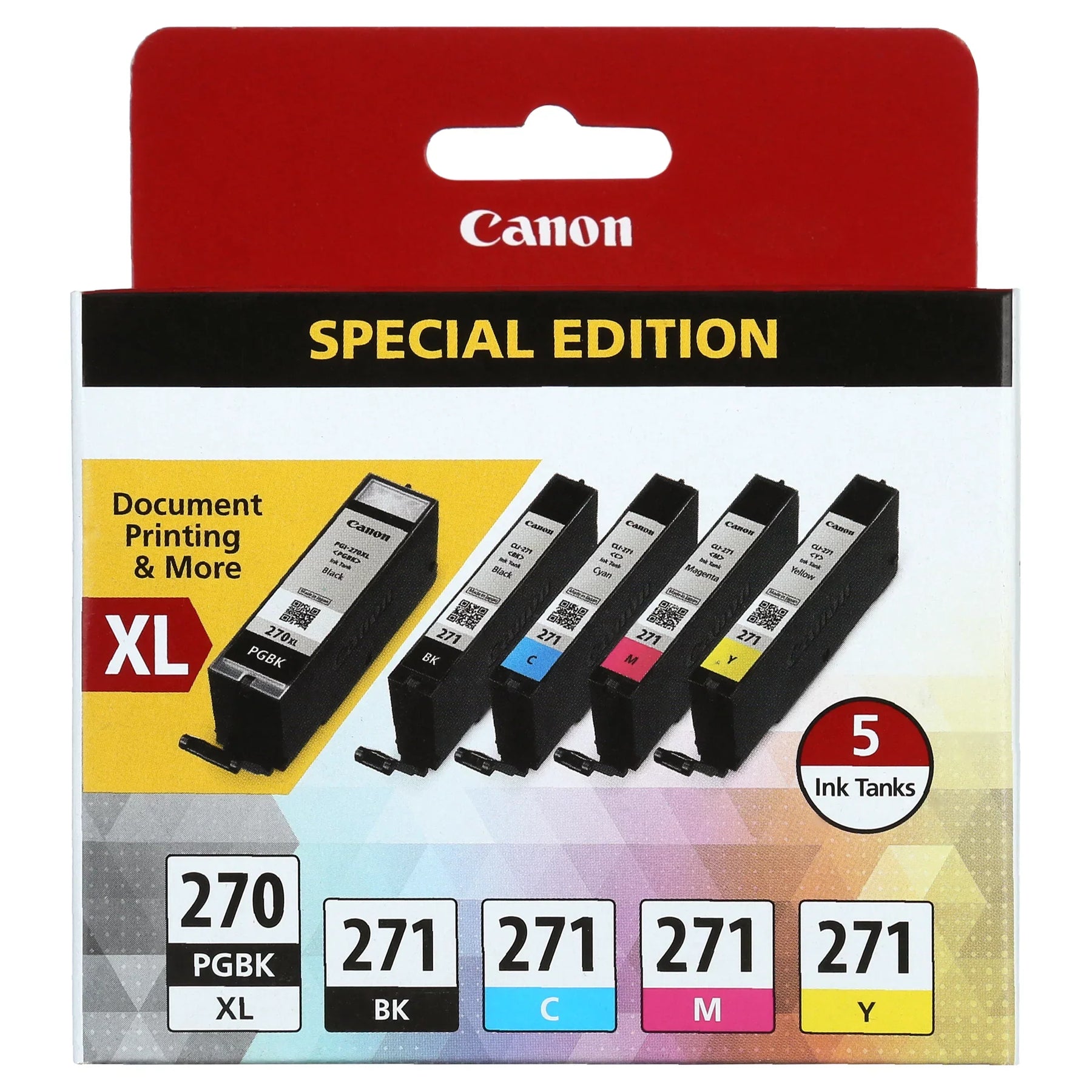 New, Pre-Owned - Canon PG-270XL Black and CLI-271 Black and color Ink Cartridges-5pack