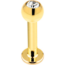 16G Solid 14k Yellow Gold Cubic Zirconia Labret - 5/16 3mm