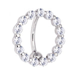 16G Solid 14k White Gold Reverse Zirconia Circle Belly Ring