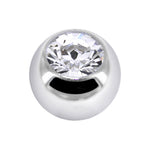 Solid 14k White Gold Cubic Zirconia Replacement Ball  4.5mm - 14G