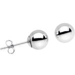 Solid 14K White Gold 6mm BALL Stud Earrings
