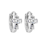 Sterling Silver Cubic Zirconia CROSS Huggy Hoop Earrings
