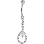 16G Solid 14K White Gold CIRCULAR INDULGENCE Cubic Zirconia Belly Ring
