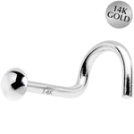Solid 14K White Gold DOME Nose Ring