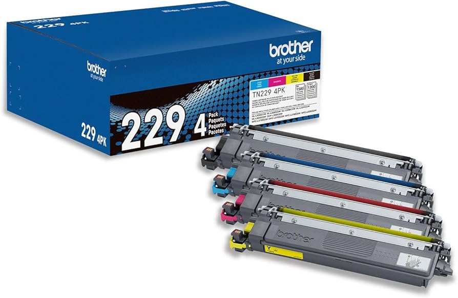 New, Pre-Owned - Brother 229 Black, Cyan, Magenta and Yellow Standard-Yield Toner, TN2294PK