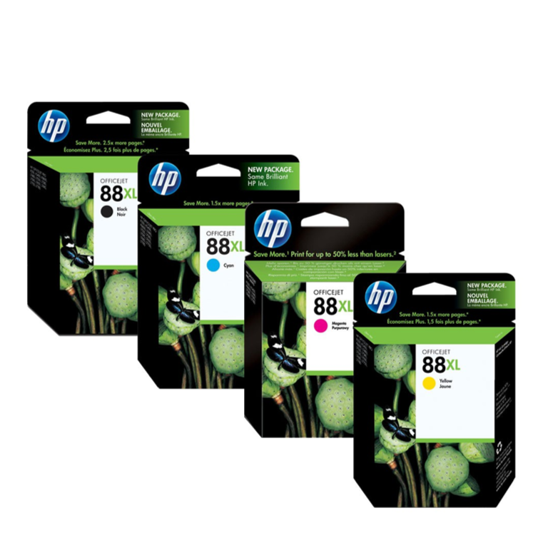 New, Pre-Owned - HP 88XL Black Cyan Magenta Yellow 4PK Ink Cartridges