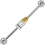 925 Sterling Silver Bullet Steel Industrial Barbell 32mm