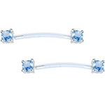 Aqua Round Solitaire Sterling Invisible Bioplast Nipple Shield Set