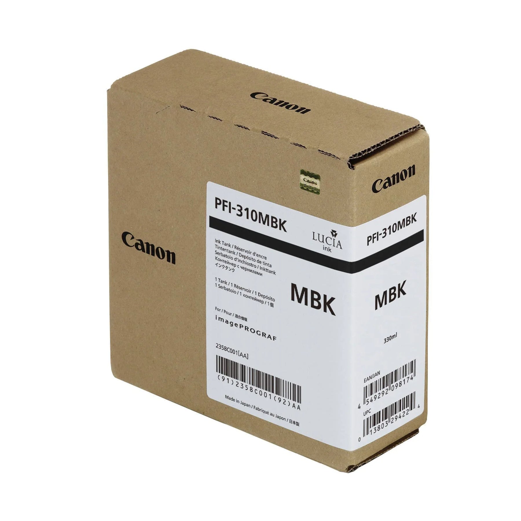 New, Pre-Owned - Canon PFI-310MBK (330ml) Matte Black Pigment Ink Tank, 2358C001AA