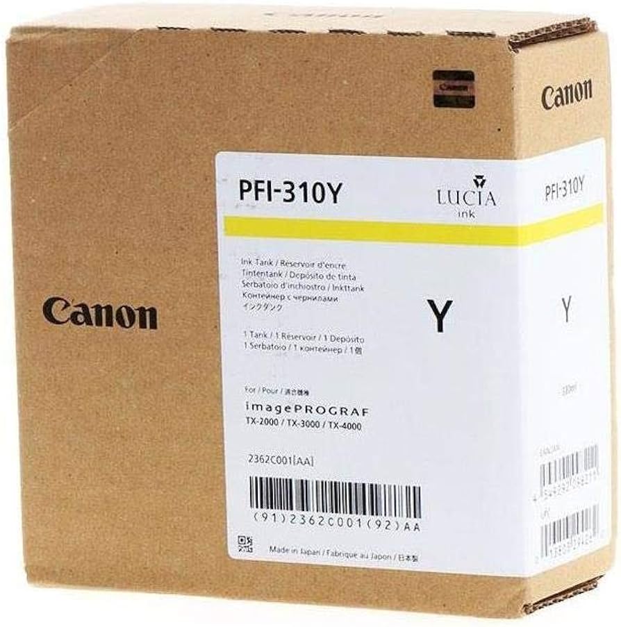 New, Pre-Owned - Canon PFI-310Y (330ml) Yellow Pigment Ink Tank, 2362C001AA