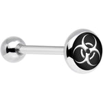 Stainless Steel Biohazard Symbol Barbell Tongue Ring