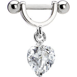 Clear Gem Heart Helix Cartilage Earring