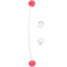 Pregnant Belly Button Ring Clear and Pink Glitter Pack Set