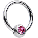 16G 5/16 Rose BCR Captive Ring Created with Crystals