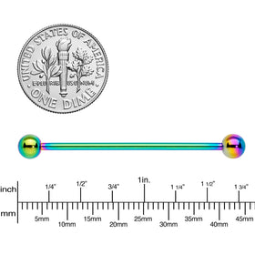 14G Rainbow Anodized Titanium Industrial Barbell Earring