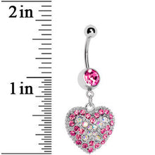 Love's Ascent Pink Butterfly Heart Dangle Belly Ring