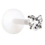 16 G 3/8 Clear 3mm CZ Heart Labret Monroe