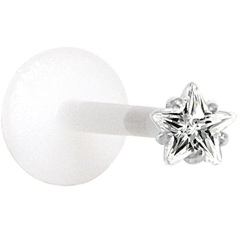 16G 3/8 Clear 3mm CZ Star Labret Monroe