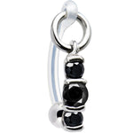 Black Cubic Zirconia Trio Drop Bioplast Intimate Piercing