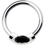 Silver 925 Jet Black Crystal Closure Ring