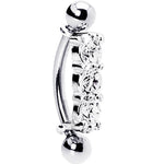 Silver 925 Clear Crystal Trilogy Eyebrow Ring