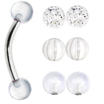 16G Clear Ball 4 Pair Interchangeable Eyebrow Pack Set