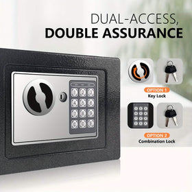 Fireproof Digital Home Safe with Keypad, Sensor Light & Money Bag-Silver