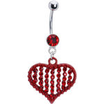 Snazzy Vertical Red Gem Heart Belly Ring