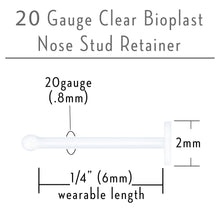 20G Clear Flat Bioplast Nose Retainer