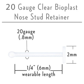 20G Clear Flat Bioplast Nose Retainer