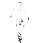 Silver Tone Designer Mosaic Pendant Necklace and Earring Set