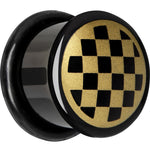 9/16 Anodized Titanium Gold Checker Board Plug