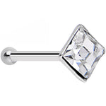 Sterling Silver 2mm Square Nose Bone Created with Crystals