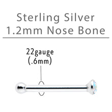 Sterling Silver 1.2mm Aurora Nose Bone Created with Crystals