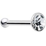 Sterling Silver 1.8mm Clear Nose Bone Created with Crystals