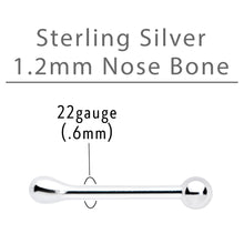 Sterling Silver 1.3mm Ball  Nose Bone