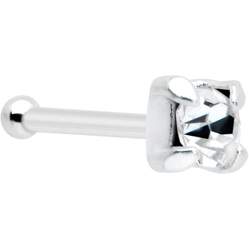 Sterling Silver 2mm Clear Nose Bone Created with Crystals