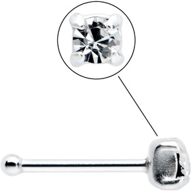 Sterling Silver 2mm Clear Nose Bone Created with Crystals
