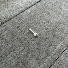 Sterling Silver 2mm Clear Nose Bone Created with Crystals