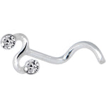 925 Silver Squiggle Clear Nose Ring Created with Crystals