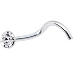 Sterling Silver 1.8mm Clear Nose Ring Created with Crystals