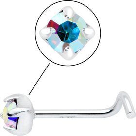 Sterling Silver 3mm Aurora Nose Ring Created with Crystals