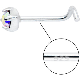 Sterling Silver 3mm Aurora Nose Ring Created with Crystals