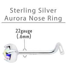 Sterling Silver 3mm Aurora Nose Ring Created with Crystals