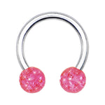 14G 7/16 Pink UV Reactive Horseshoe Circular Barbell