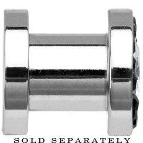 2G Stainless Steel Black Clear CZ Screw Fit Tunnel