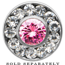 4G Stainless Steel Clear Pink CZ Screw Fit Tunnel