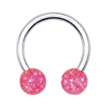 14G 7/16 Pink UV Reactive Horseshoe Circular Barbell